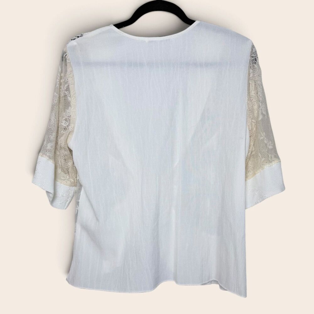 Vintage Spencer Alexis Petites XL White Lace Jacket Beaded Romantic Boho